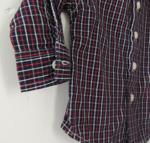 Infant Baby Boys 6-9 Months Nautica Navy Blue Red White Plaid Button Up Shirt - Picture 4 of 12