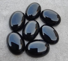  WHOLESALE NATURAL BLACK ONYX CABOCHON OVAL SHAPE LOOSE GEMSTONE LOT JEWELLERY.