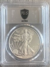 2013W- Enhanced American Silver Eagle- PCGS- Ultra Breaks Silver- SP70- Pop 53