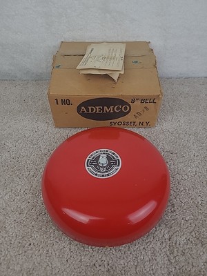  Red Fire Alarm Bell Ademco Alarm Device Mfg Co Model AD8 New Open Box NOS