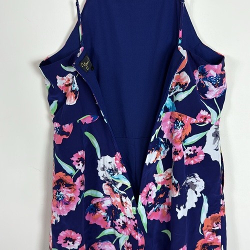 Yumi Kim Girl Next Door 100% Silk Navy Floral High Neck Romper Size Large - Picture 8 of 10