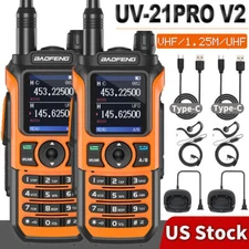 2X BaoFeng UV-21 Pro V2 Rechargeable Walkie Talkies Long Range Two Way Ham Radio