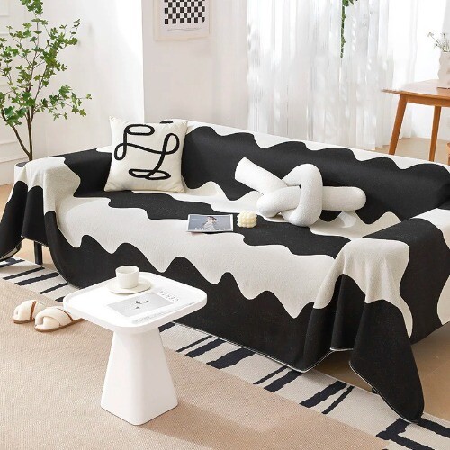 Chenille Sofa Towel Universal Double-side Lines Sofa Cover Throw Blanket Towel - Zdjęcie 10 z 18