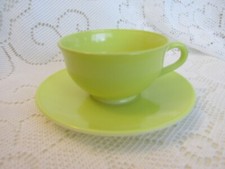Vintage Hazel Atlas Ovide Platonite Lime Green Coffee Cup and Saucer