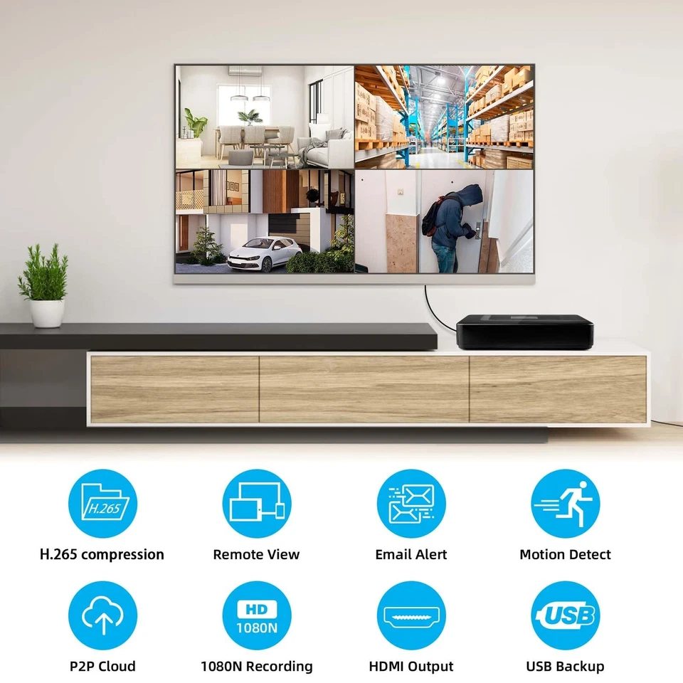 8CH H.265+ 5MP Lite DVR 1080P Outdoor CCTV Home Security Camera System +1TB HDD - Image 2 of 4