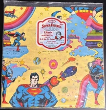 Vintage 1980 Super Friends Gift Wrap Wrapping Paper 2 Sheets DC Comics Superman