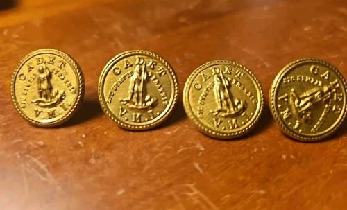 Vintage V.M.I. Virginia Military Institute Cadet Button- Lot Of 4-stand up shank