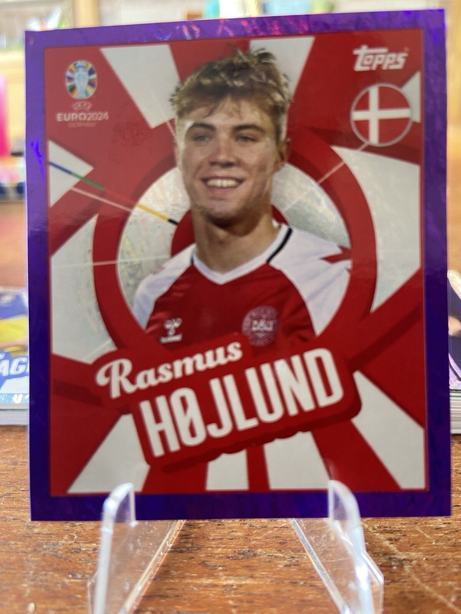 Sticker Topps Euro 2024 Rasmus Højlund DEN PTW - Green Parallel - Danemark - Super Rare
