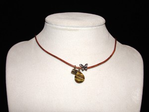 Fossil-Brand-Charm-Cord-Necklace-Butterfly-amp-Stone-17-034-long