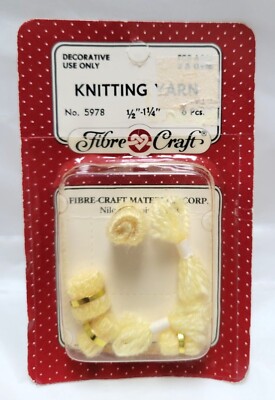 Vintage Fibre Craft Knitting Yarn 6 Pieces Yellow ½''-1¼'' Dollhouse 5978