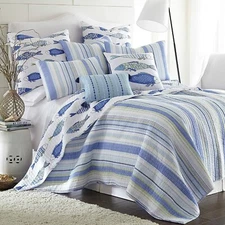 New Levtex Home Catalina Multi-Color Striped King Quilt & Shams Set 3pc