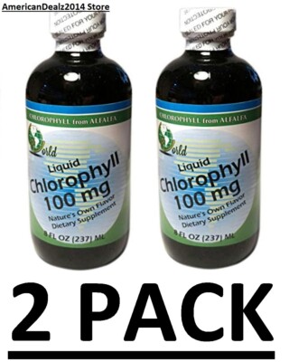 2 PACK - World Organics Liquid Chlorophyll 100mg  8 fl oz Preservative Free