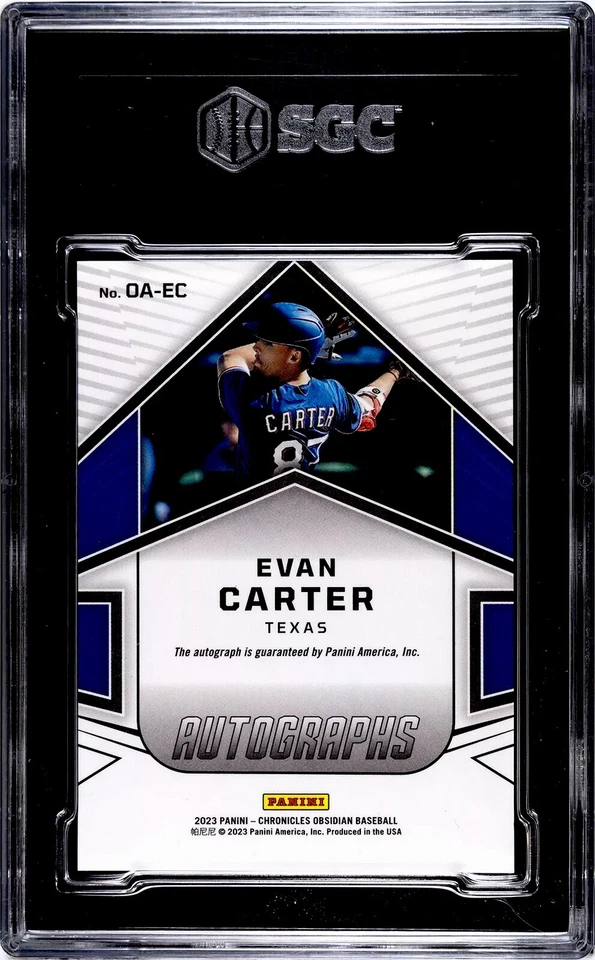 2023 Panini Chronicles Obsidian Evan Carter ETCH RED SGC 9.5 w/10 AUTO - Image 2 of 2