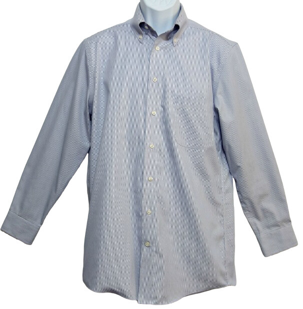 Stafford Men's White & Blue Pinstripe Fitted Dress Shirt Sz 15 1/2 SL