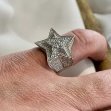 Stunning sterling silver 925 men’s ring CZ Star design star silver ring