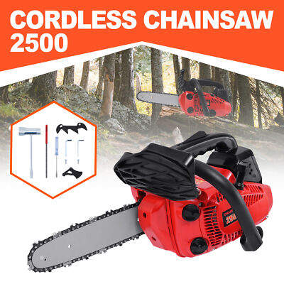 25.4cc Gas Top Handle Chainsaw with 10'' Bar Chain 2-Stroke Engine Cut Tree Wood
