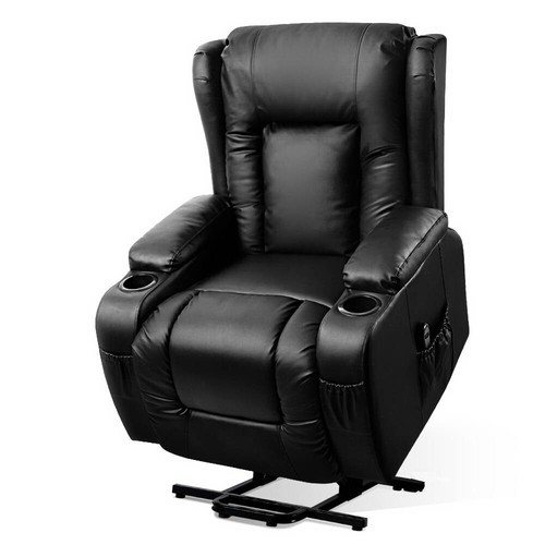Artiss Recliner Chair Electric Massage Lift Chairs Heated Lounge Sofa Leather BK - Picture 1 of 8