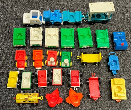 Vintage Fisher Price Little People Cars Airplanes Lot Of 27 Pieces