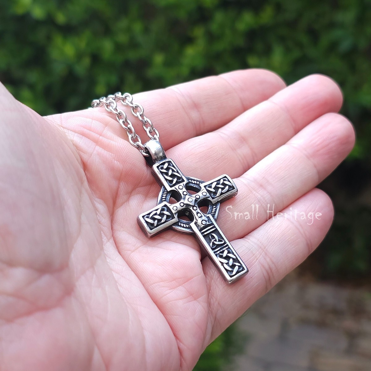 Celtic Cross Necklace Stainless Steel Viking Knot Pendant – Small