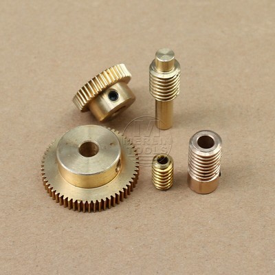 0.5 Modulus Brass Gear 20 - 60 Tooth, Worm 3 to 6.35mm Hole Dia. Drive Gearbox