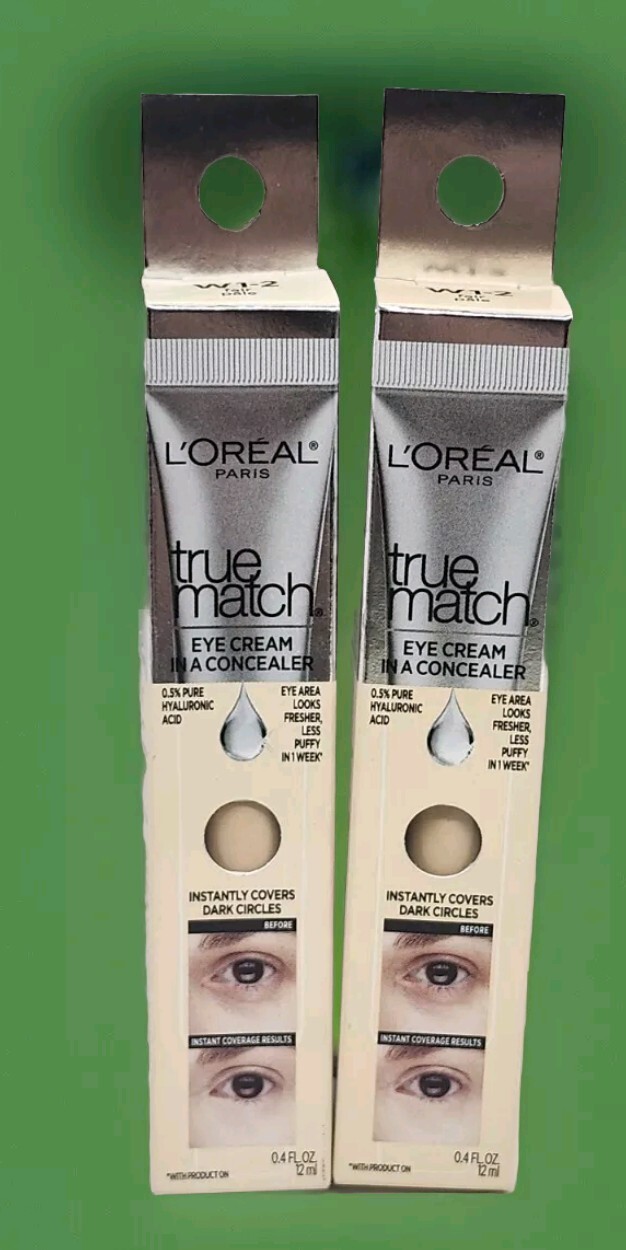 Loreal True Match Eye Cream Concealer W 1-2 Fair 0.4oz 2-Pack New