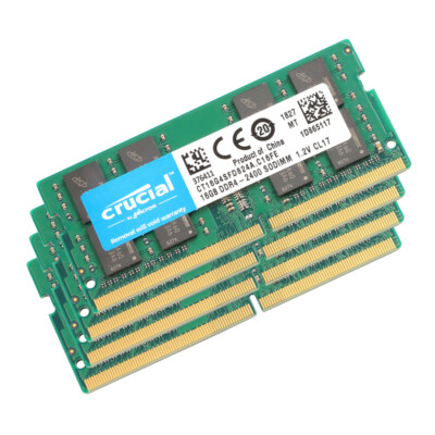 Lot of 4 Crucial 64GB(4x16GB) 2400MHz DDR4 SODIMM PC4-19200 2Rx8