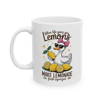 Funny Duck Lemon Mug When Life Gives You Lemons Make Lemonade Cute Coffee Cup