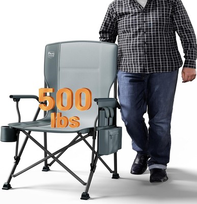 TIMBER RIDGE Oversized Folding Camping Chair High Back Heavy Duty for Grey 