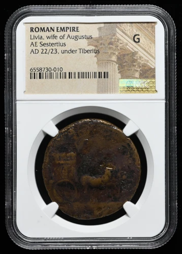 Livia, esposa de Augusto. AD 22-23. Æ Sestercio, bajo Tiberio, NGC G Foto 3 de 4