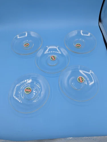 Vintage NOS Duralex France Clear Glass Saucers.  Lot of 5