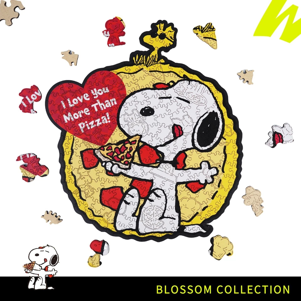 Quebra-cabeça oficial de madeira Snoopy Pizza Love 200 peças | Presente de Natal - Imagem 2 de 4