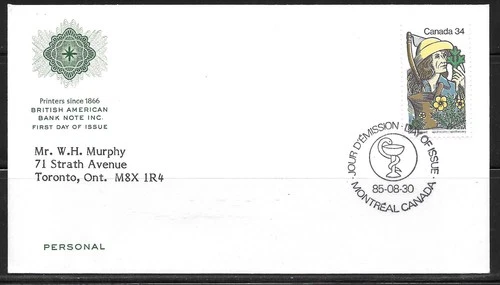 Canada 1985 - #1060 Louis Hebert FDC - British American Bank Note Cachet