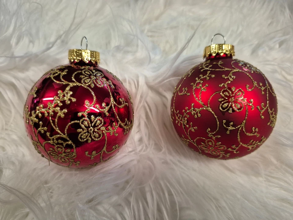Christbaumkugeln Weihnachtskugel Christbaumschmuck Krebs Glas Lauscha rot Gold - Bild 2 von 4