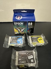 Epson 88 Combo 3 Ink Cartridges, Black/Cyan/Yellow Exp 09/2018 Open Box