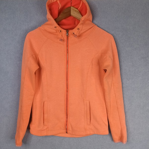 Lorna Jane Size XS Orange Full Zip Hooded Long Sleeve Fleece Lined Jacket