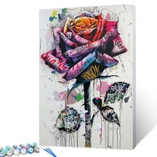Street Graffiti Rose Paint by Number for Adults Beginner Students Pastel Colo...
