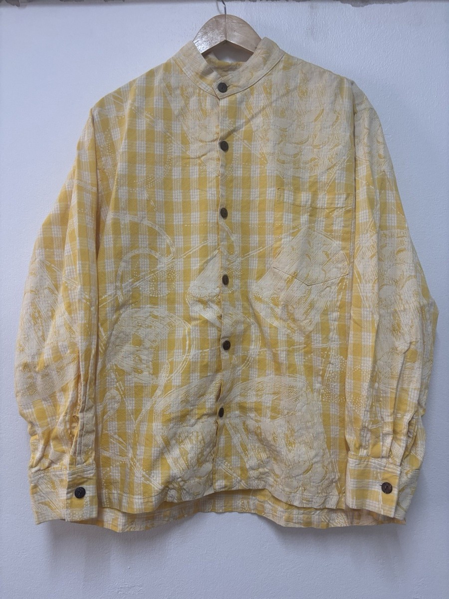 Nake'u Awai honolulu Hi.アロハシャツ Vintage NAKE'U AWAI Shirt Men Yellow Check Print Honolulu HI