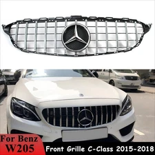 Front Bumper Grille Grill W/Emblem For Mercedes Benz C300 C350 W205 2015-2018