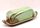 Frankoma Pottery Plainmans Butter Dish Green And Brown 4 K
