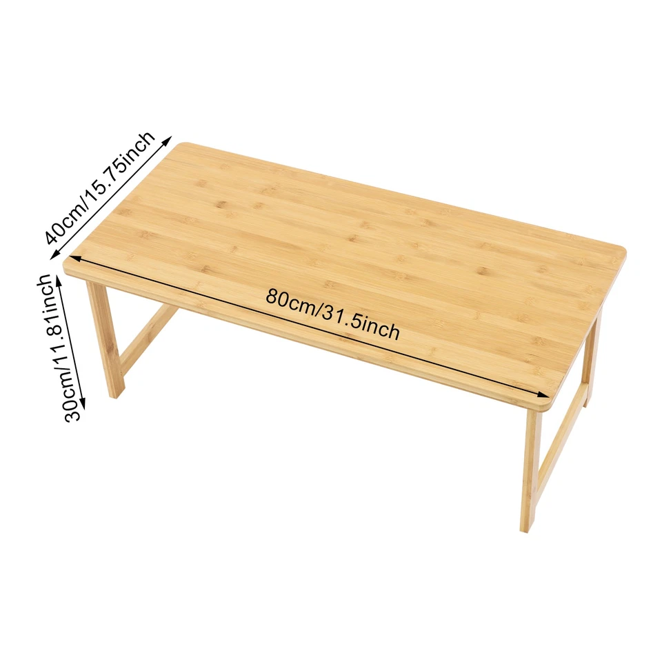 Folding Floor Table Log Color, Sitting Dining Table Rectangle 31.5*15.75*11.81in - Image 3 of 4