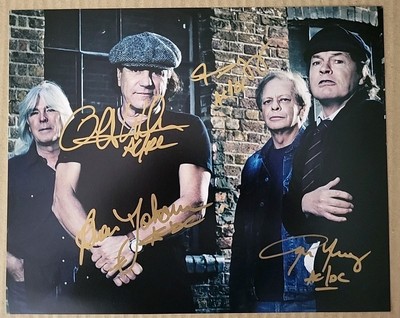 ACDC Angus Young Brian Johnson Original Hand Signed Autographed 8x10 Photo COA 