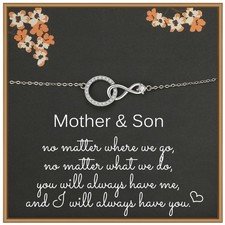 Mother Son Bracelet, 925 Sterling Silver Infinity CZ Circle Medium,