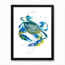 Blue Crab Art Print Framed Wall Art Poster Canvas Print Picture