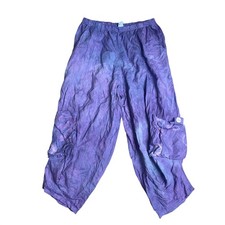 Pantalones cargo Match Point de lino para mujer grandes morados excelentes tie dye look por capas