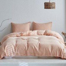 Linen Lyocell Duvet Cover Set 3 Pieces 20 Natural Flax 80 Lyocell Blend Sol...