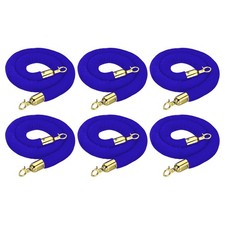 6 Pack 4 Feet Blue Velvet Stanchion Rope Crowd Control Barrier Rope Golden