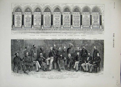 Original Old Antique Print 1884 Indian Commission Afghan War Memorials Bombay
