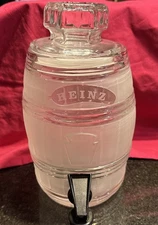 Antique 1920's "Heinz" Vinegar Sampling Frosted Glass Barrel Advertising Display