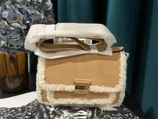 michael kors Bradshaw Medium Suede and Faux Shearling Messenger Bag NWT