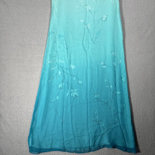 Vintage Jones New York Dress Size L Teal Blue Ombré Silk Ethereal Mermaid Fairy - Picture 11 of 12